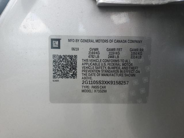 2019 CHEVROLET IMPALA PRE 2G1105S3XK9158257