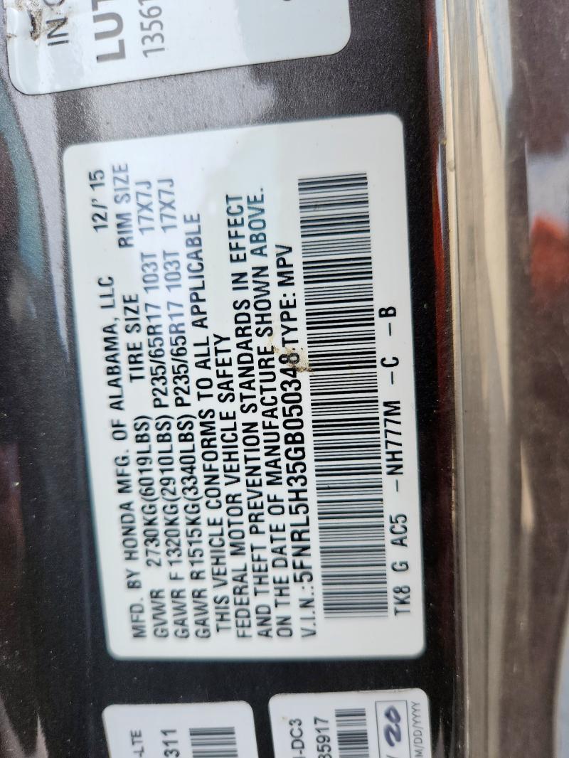2016 HONDA ODYSSEY SE 5FNRL5H35GB050348