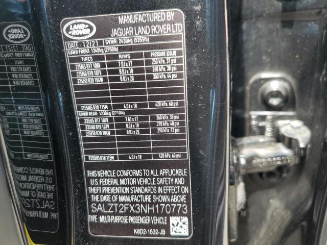 2022 LAND ROVER RANGE ROVE SALZT2FX3NH170773