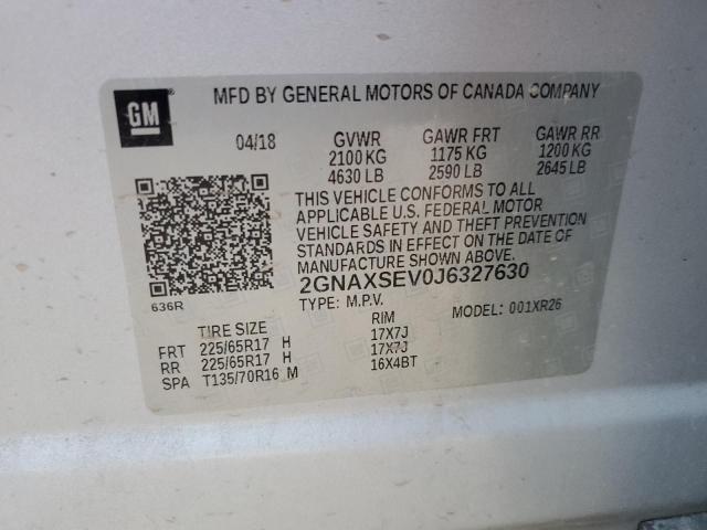 2018 CHEVROLET EQUINOX LT 2GNAXSEV0J6327630