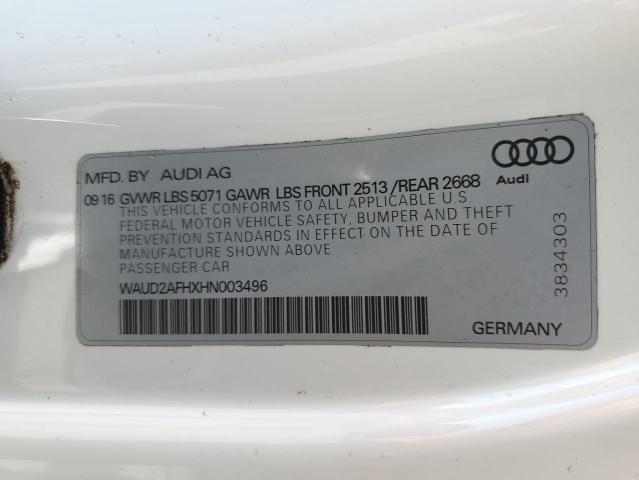 2017 AUDI A5 SPORT WAUD2AFHXHN003496