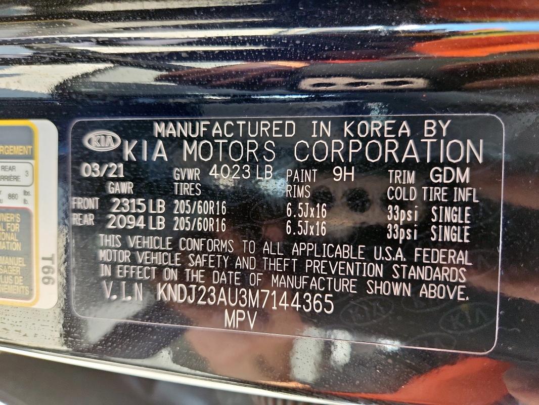 2021 KIA SOUL LX KNDJ23AU3M7144365