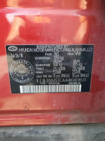5NMS3CAA4KH018531 2019 HYUNDAI SANTA FE