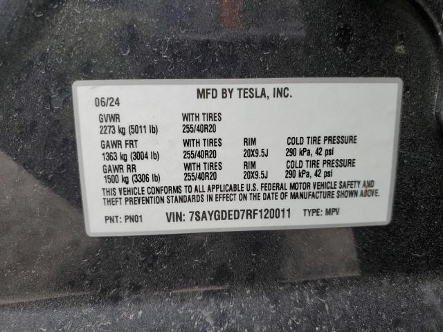 2024 TESLA MODEL Y 7SAYGDED7RF120011