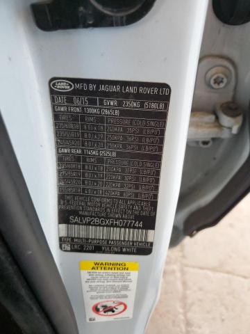 2015 LAND ROVER RANGE ROVE SALVP2BGXFH077744