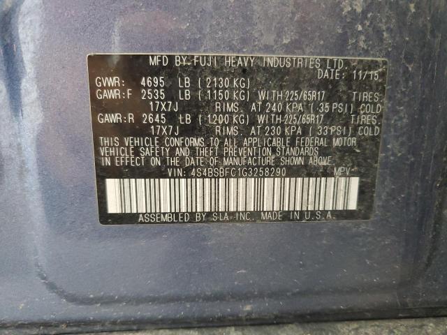 2016 SUBARU OUTBACK 2. 4S4BSBFC1G3258290