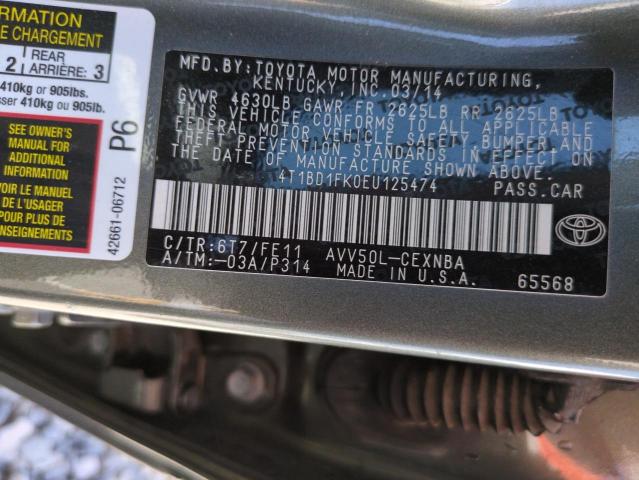 2014 TOYOTA CAMRY HYBR - 4T1BD1FK0EU125474