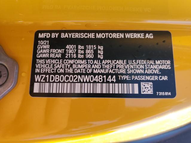 2022 TOYOTA SUPRA BASE WZ1DB0C02NW048144