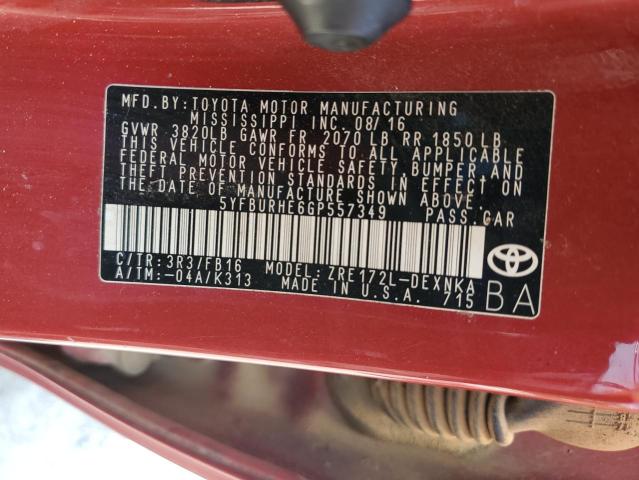 2016 TOYOTA COROLLA L - 5YFBURHE6GP557349