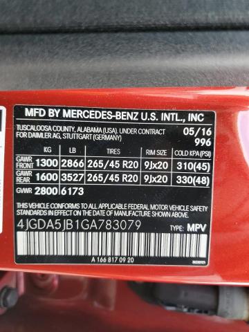 2016 MERCEDES-BENZ GLE 350 4JGDA5JB1GA783079