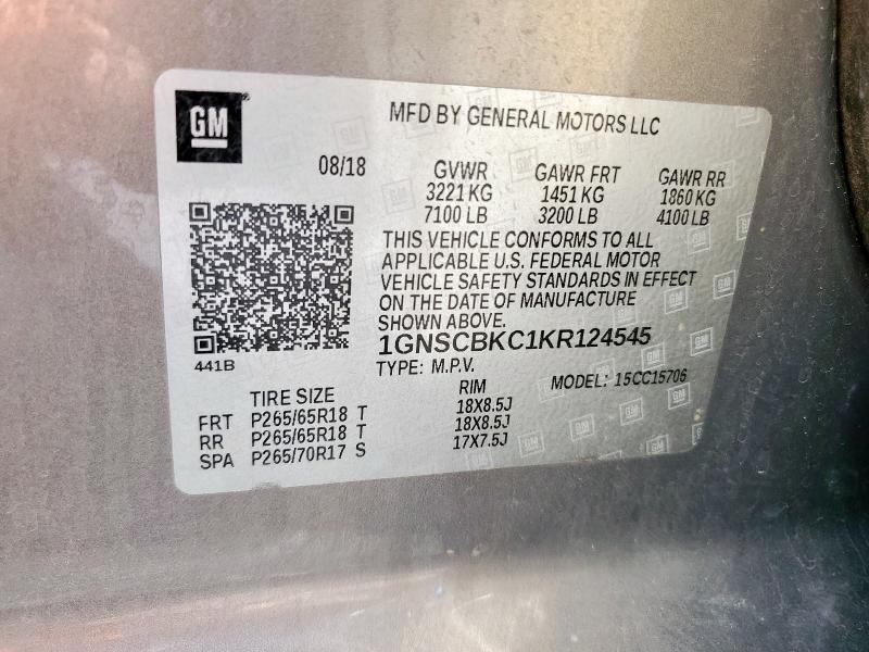 2019 CHEVROLET TAHOE C150 1GNSCBKC1KR124545
