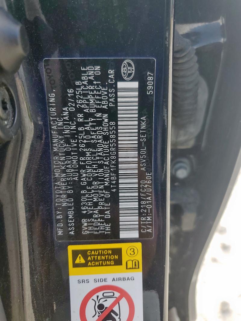 2016 TOYOTA CAMRY LE 4T4BF1FK8GR558558