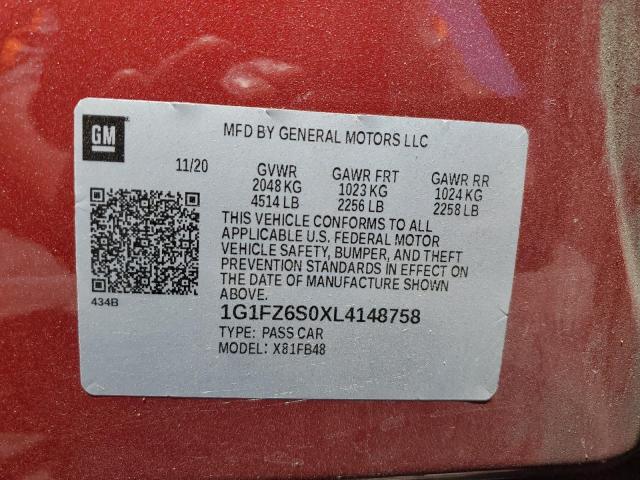 2020 CHEVROLET BOLT EV PR 1G1FZ6S0XL4148758