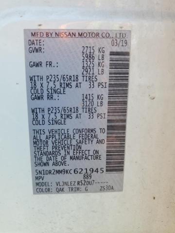 2019 NISSAN PATHFINDER 5N1DR2MM9KC621945
