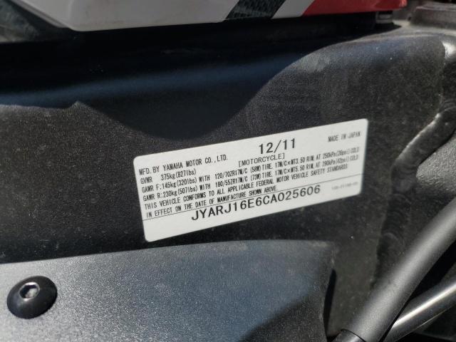 2012 YAMAHA YZFR6 JYARJ16E6CA025606