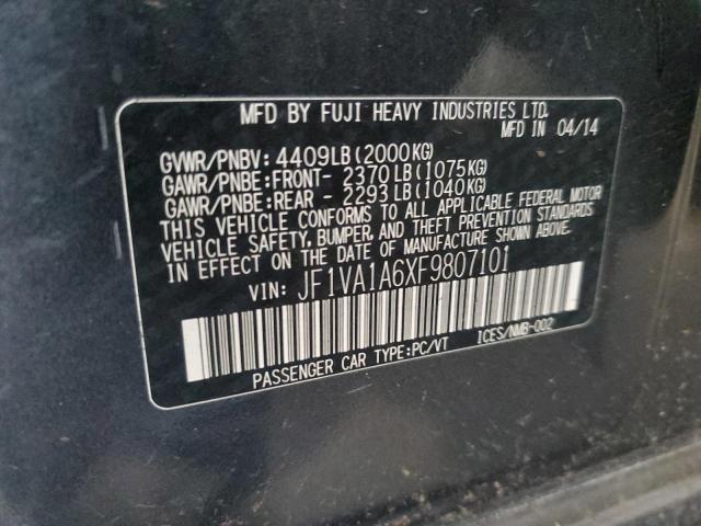 2015 SUBARU WRX JF1VA1A6XF9807101