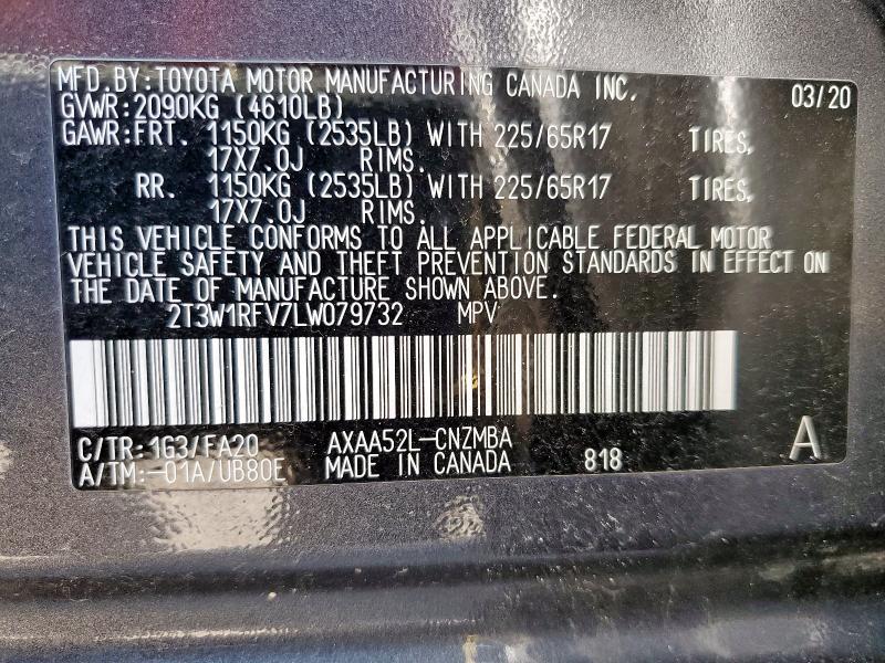 2020 TOYOTA RAV4 XLE - 2T3W1RFV7LW079732