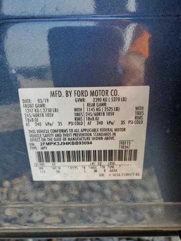 2019 FORD EDGE SEL - 2FMPK3J94KBB93094