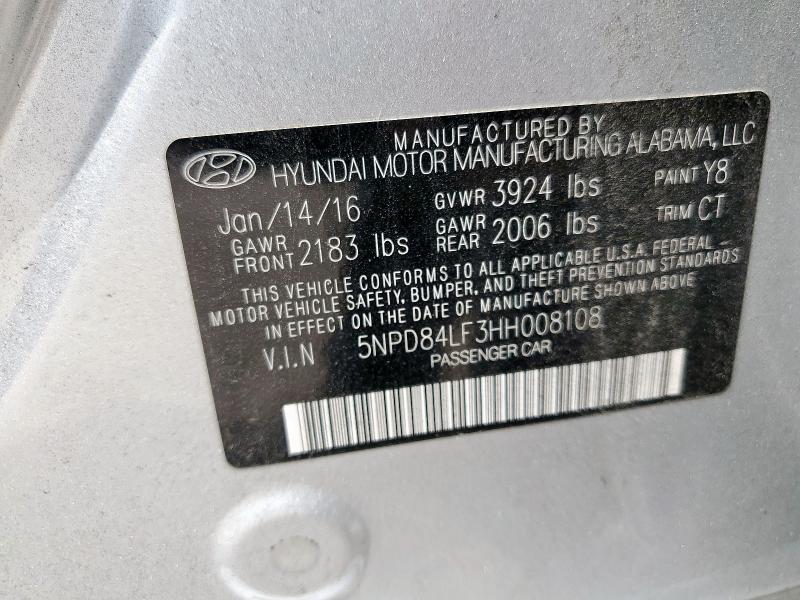 2017 HYUNDAI ELANTRA SE 5NPD84LF3HH008108