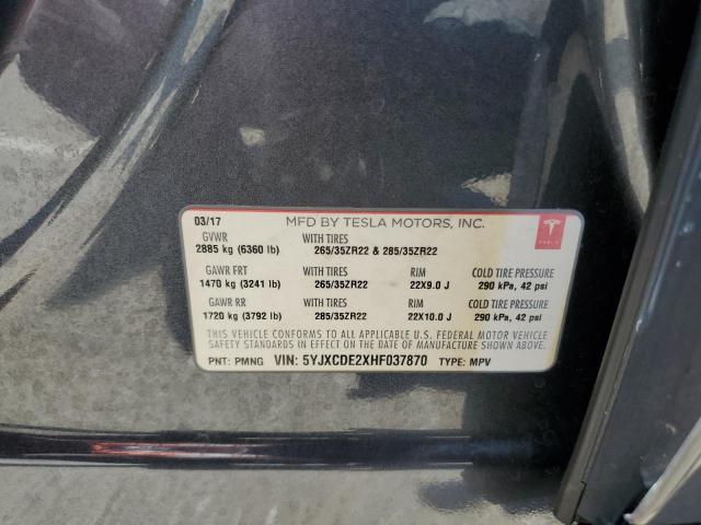 2017 TESLA MODEL X 5YJXCDE2XHF037870