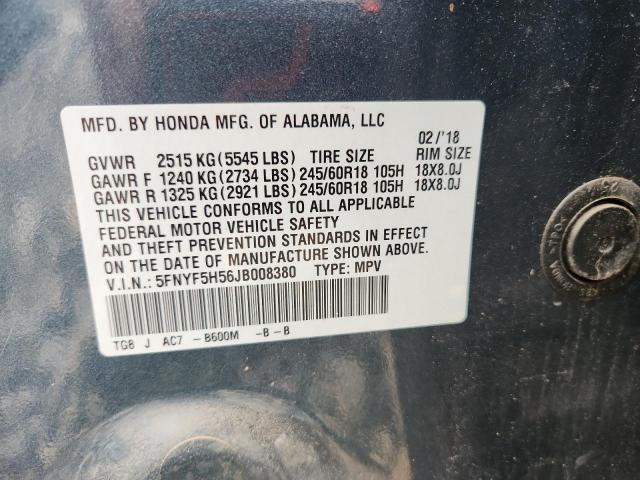 2018 HONDA PILOT EXL - 5FNYF5H56JB008380