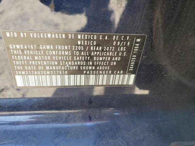 2016 VOLKSWAGEN GOLF S/SE 3VW217AU2GM017810
