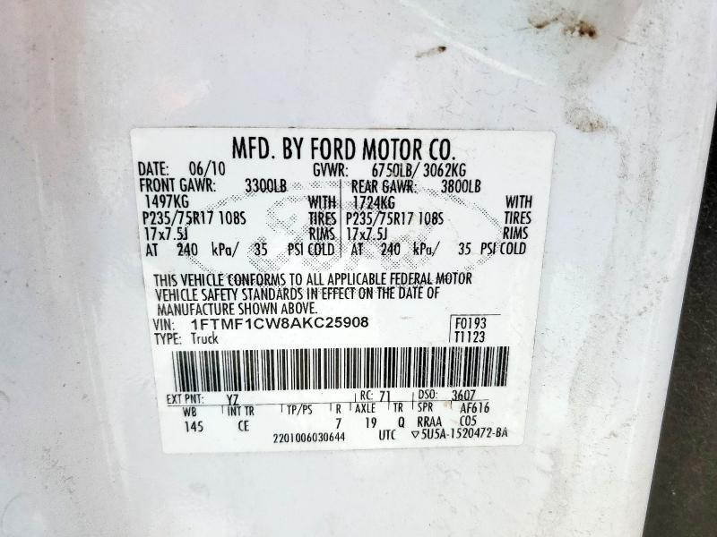 2010 FORD F150 - 1FTMF1CW8AKC25908