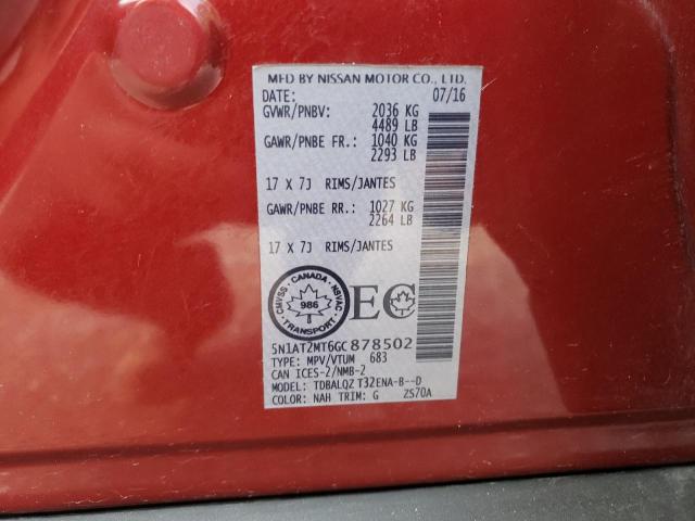 2016 NISSAN ROGUE S 5N1AT2MT6GC878502