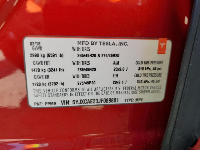 2018 TESLA MODEL X 5YJXCAE23JF089801