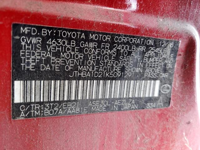 2019 LEXUS IS 300 JTHBA1D21K5091291