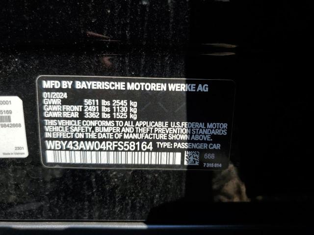 2024 BMW I4 EDRIVE WBY43AW04RFS58164
