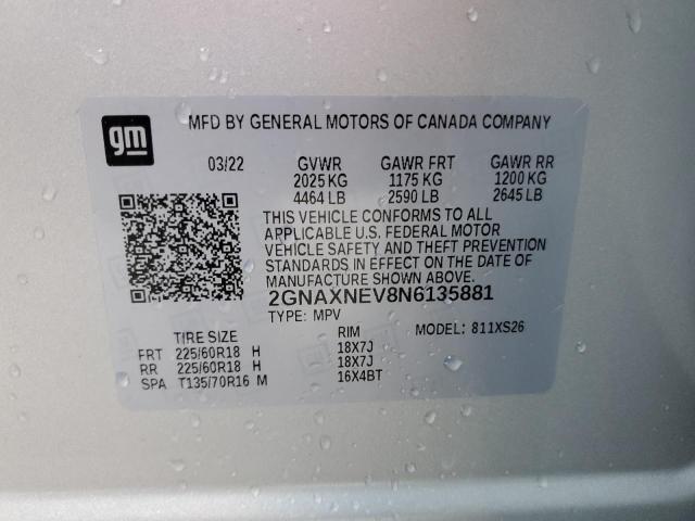 2022 CHEVROLET EQUINOX PR 2GNAXNEV8N6135881