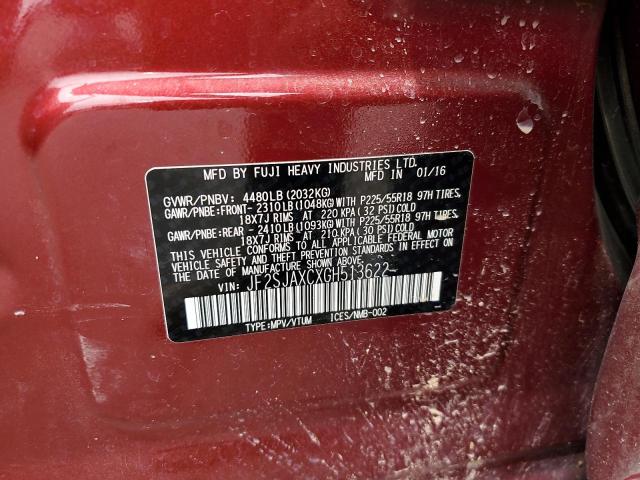 2016 SUBARU FORESTER 2 - JF2SJAXCXGH513622