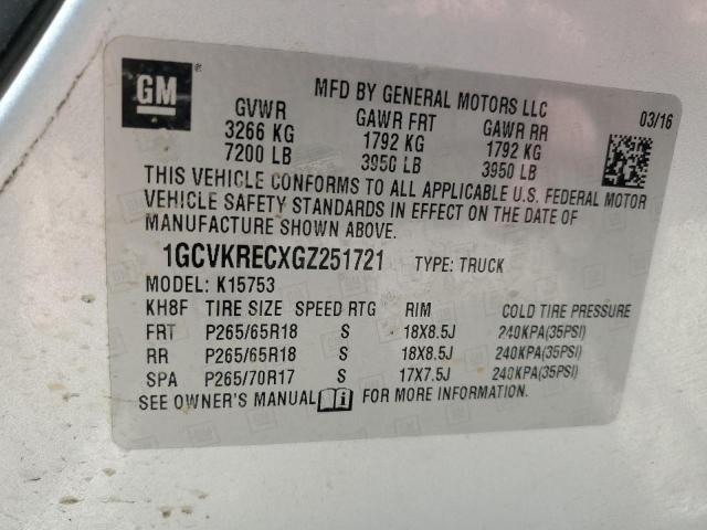 2016 CHEVROLET SILVERADO - 1GCVKRECXGZ251721