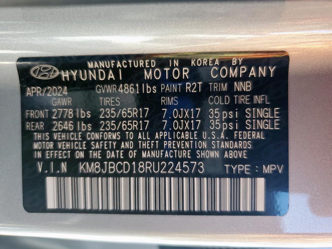 2024 HYUNDAI TUCSON BLU KM8JBCD18RU224573