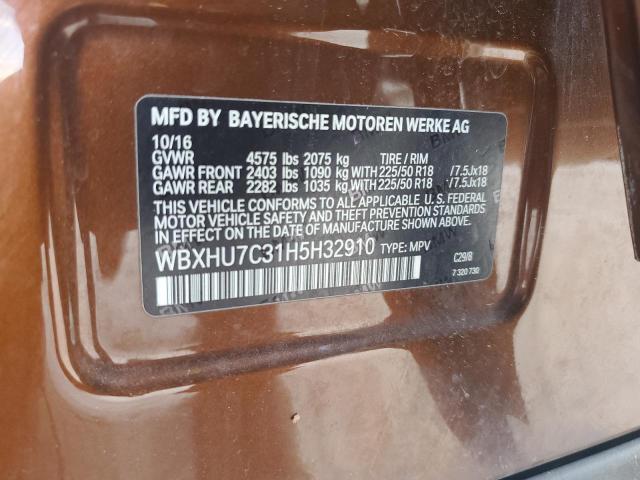 2017 BMW X1 SDRIVE2 WBXHU7C31H5H32910