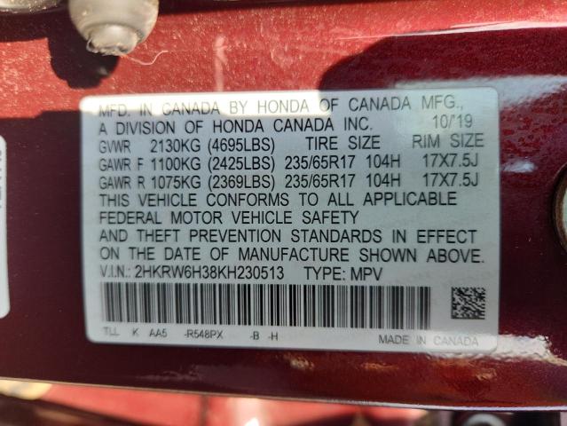 2019 HONDA CR-V LX 2HKRW6H38KH230513