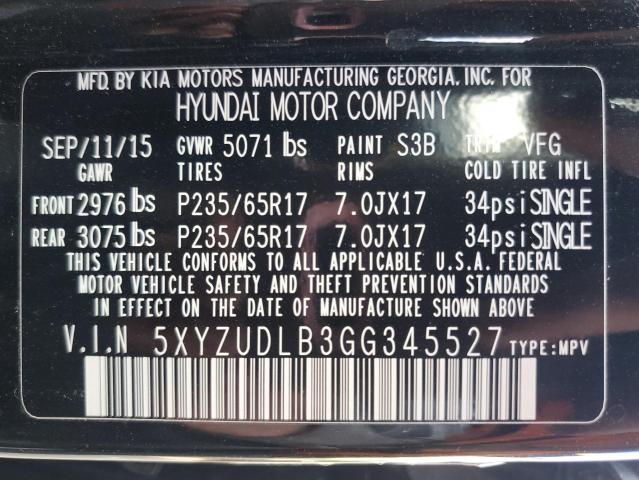 2016 HYUNDAI SANTA FE S - 5XYZUDLB3GG345527