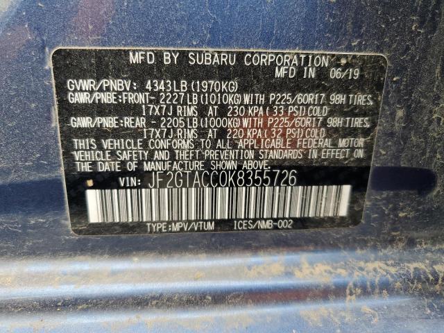 2019 SUBARU CROSSTREK JF2GTACC0K8355726