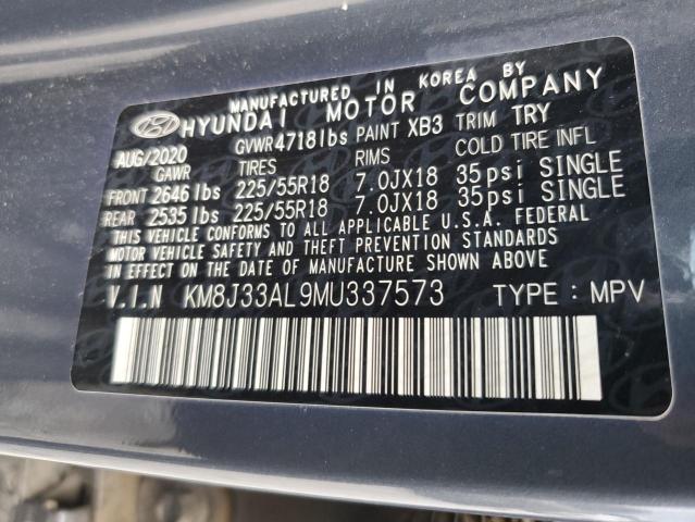 2021 HYUNDAI TUCSON LIM - KM8J33AL9MU337573