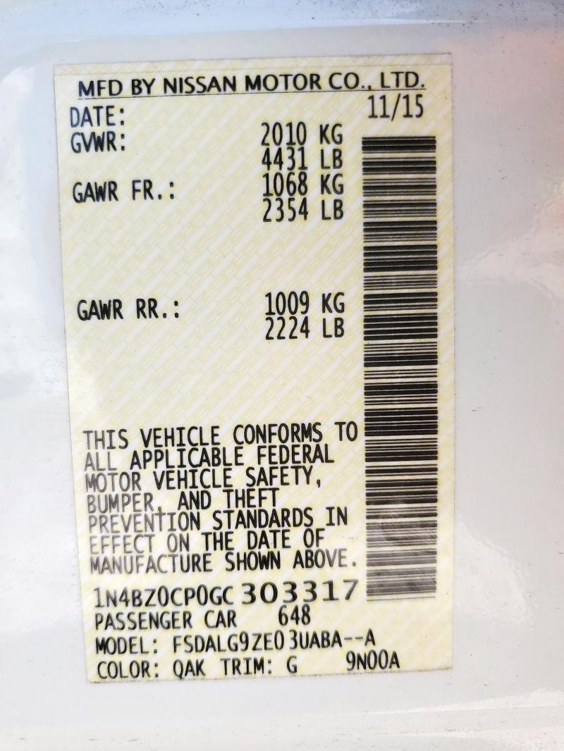 2016 NISSAN LEAF SV - 1N4BZ0CP0GC303317