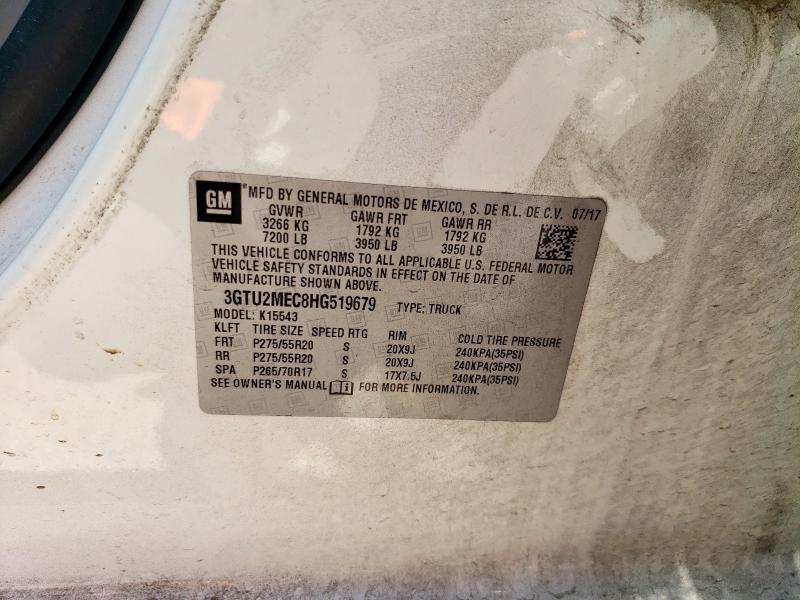 2017 GMC SIERRA K15 3GTU2MEC8HG519679