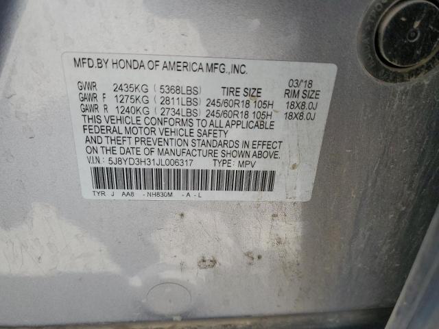 2018 ACURA MDX 5J8YD3H31JL006317