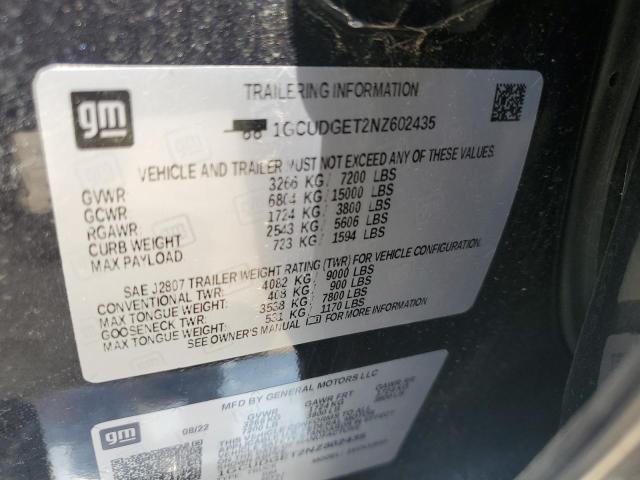 2022 CHEVROLET SILVERADO - 1GCUDGET2NZ602435