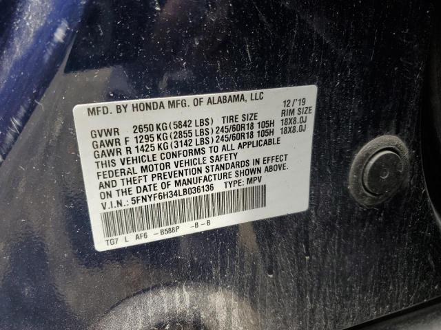 2020 HONDA PILOT EX 5FNYF6H34LB036136