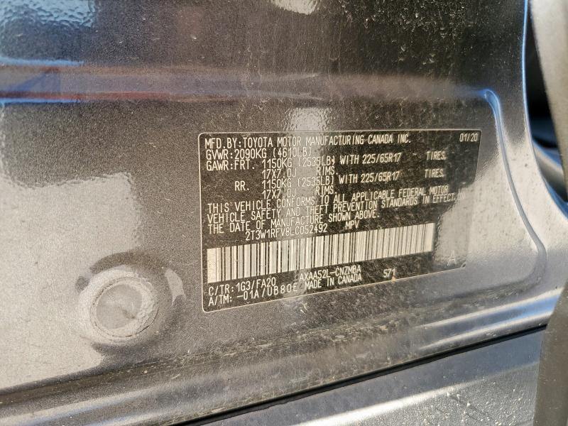2020 TOYOTA RAV4 XLE 2T3W1RFV8LC052492