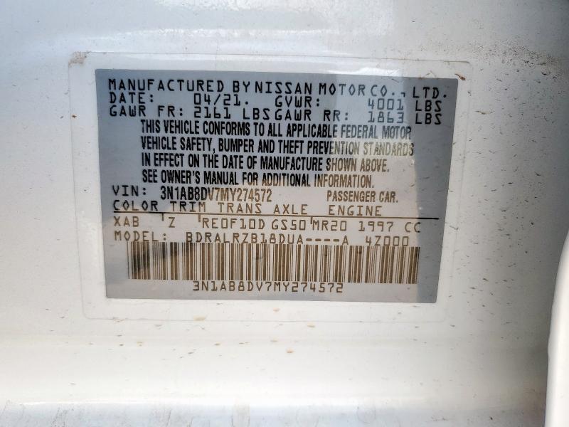2021 NISSAN SENTRA SR 3N1AB8DV7MY274572