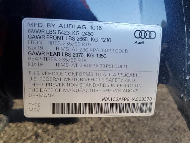 2017 AUDI Q5 PREMIUM WA1C2AFP8HA063378