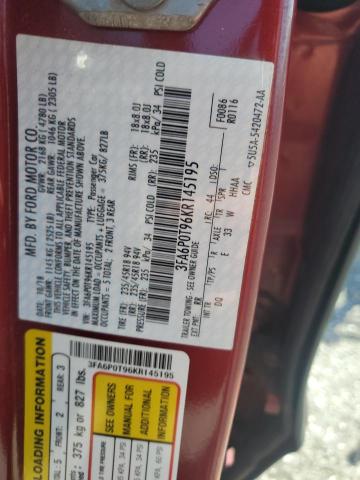 2019 FORD FUSION SE 3FA6P0T96KR145195