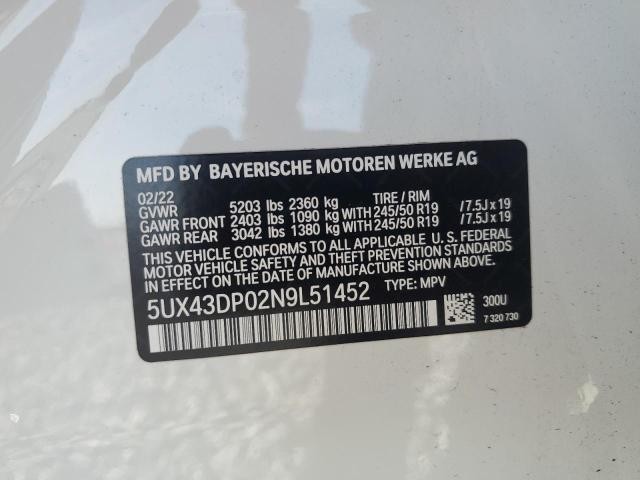 2022 BMW X3 SDRIVE3 - 5UX43DP02N9L51452